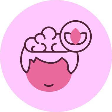 Lotus insan beyni ikonu, vektör basit illüstrasyon 