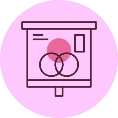 Venn Diyagram simgesi, vektör basit illüstrasyon 