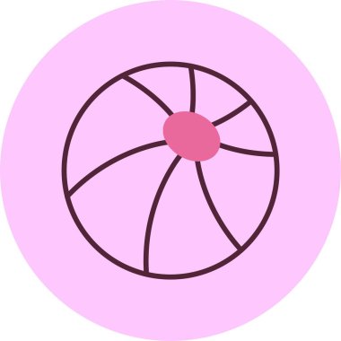 Plaj topu simgesi, vektör basit illüstrasyon 