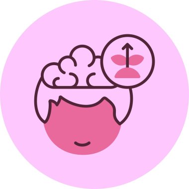 Büyüyen insan beyni simgesi, vektör basit illüstrasyon 