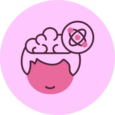 Atomik insan beyni simgesi, vektör basit illüstrasyon 