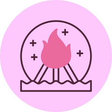 Plaj şenlik ateşi ikonu, vektör basit illüstrasyon 