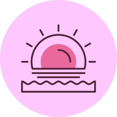  Plaj Günbatımı Web ikonu vektör çizimi