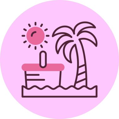 Plaj pikniği ikonu vektör illüstrasyonu