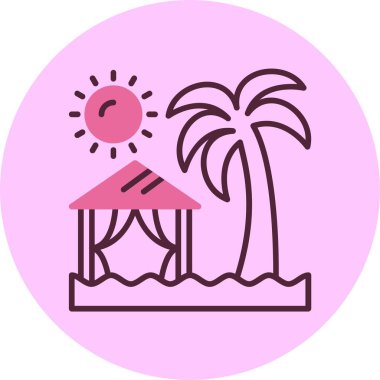 Plaj kampı ağ ikonu vektör illüstrasyonu