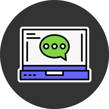 Dizüstü bilgisayar ekranında yorum, vektör basit illüstrasyon 