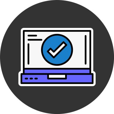 Dizüstü bilgisayar ekranında işaretleme, vektör basit illüstrasyon 