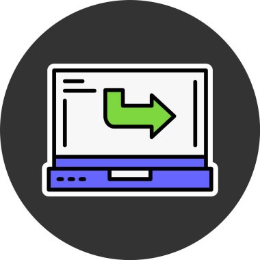 Dizüstü bilgisayar ekranında ileri, vektör basit illüstrasyon 