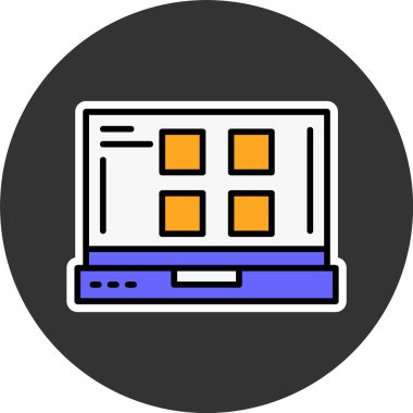 Dizüstü bilgisayar ekranındaki menü, vektör basit illüstrasyon 