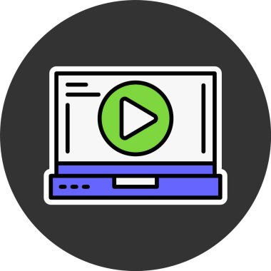 Dizüstü bilgisayar ekranında oyna, vektör basit illüstrasyon 