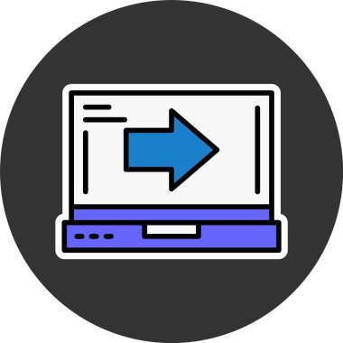 Dizüstü bilgisayar ekranında ok, vektör basit illüstrasyon 