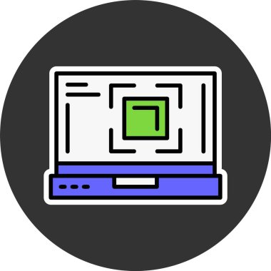 Dizüstü bilgisayar ekranında tam ekran, vektör basit illüstrasyon 