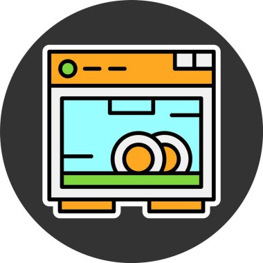 Bulaşık makinesi simgesi, vektör basit illüstrasyon 