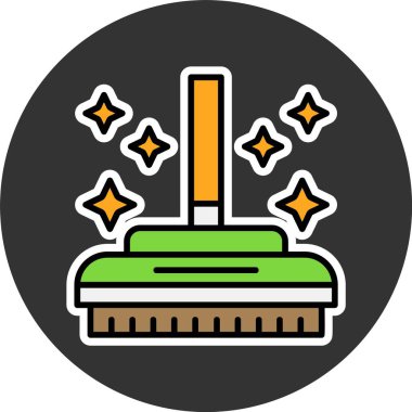 Süpürge simgesi, vektör basit illüstrasyon 