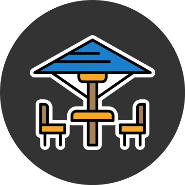 Veranda mobilya simgesi, vektör basit illüstrasyon 