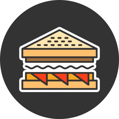 Sandviç simgesi, vektör basit illüstrasyon 