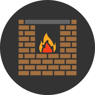 Taş şömine simgesi, vektör basit illüstrasyon 