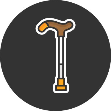 Kahverengi saplı yürüyen baston simgesi