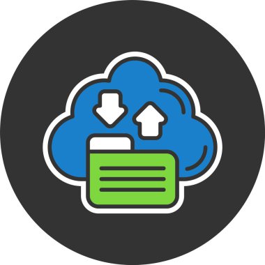 Dosya yükleme ve indirmeyi gösteren bulut hesaplama simgesi