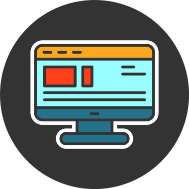 Web sitesi düzenini gösteren renkli bilgisayar monitörü