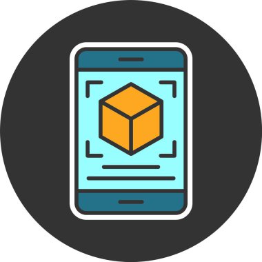 Artırılmış gerçeklik küp simgesini gösteren akıllı telefon