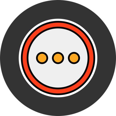 Yuvarlak düğme içinde üç sarı nokta var.