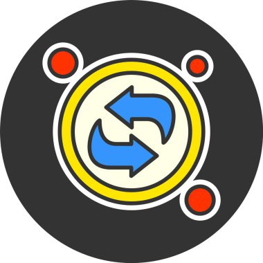 Okları ve kırmızı noktaları olan dairesel simge