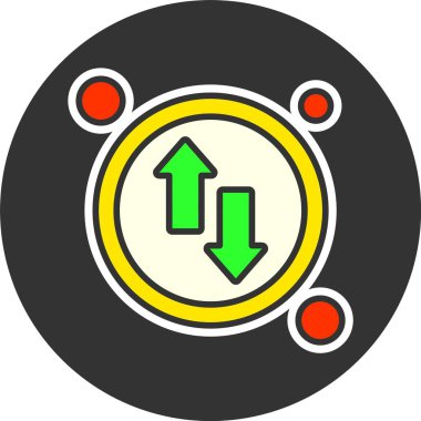 Okları ve kırmızı noktaları olan dairesel simge