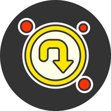 U döndürme simgesi, vektör basit illüstrasyon 