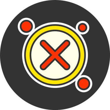 Kızıl haçlı ve daireli soyut simge