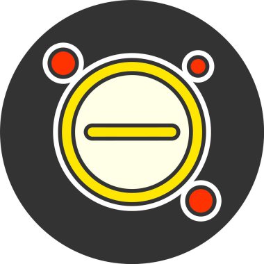 Siyah üzerinde kırmızı daireler olan negatif iyon sembolü