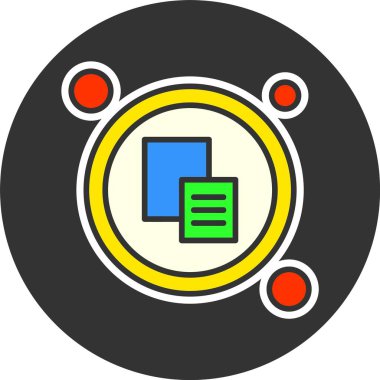 Belgeler ve dairesel tasarıma sahip soyut simge