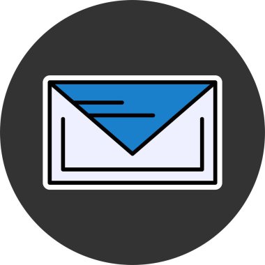 Koyu dairesel arkaplanda mavi zarf simgesi