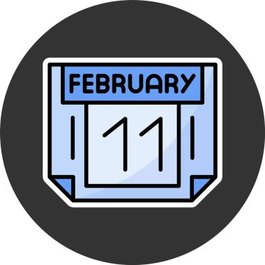 11 Şubat takvim ikonu vektör illüstrasyonu 