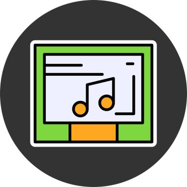 Bilgisayar ekranında gösterilen müzik notası simgesi