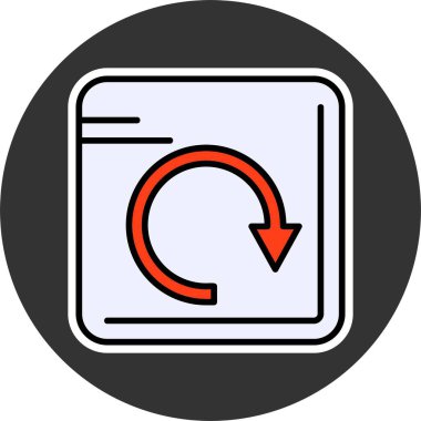 Kare simge içinde dairesel hareket oluşturan kırmızı ok