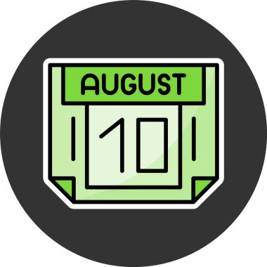 10 Ağustos takvim simgesi vektör illüstrasyonu 