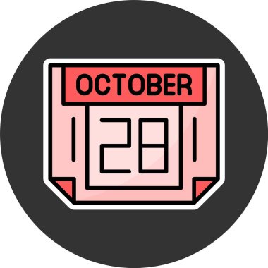 28 Ekim takvim simgesi vektör illüstrasyonu  