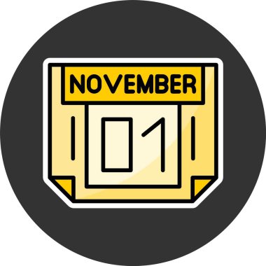 Kasım takviminin 1 'i simge vektör illüstrasyonuName 