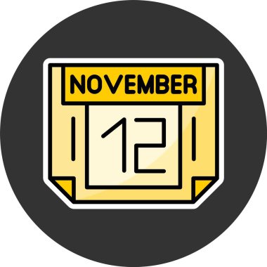 Kasım takviminin 12 'si ikon vektör illüstrasyonuName 