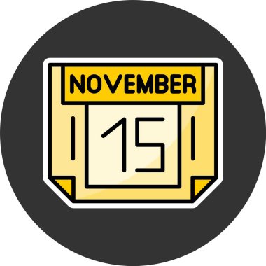 Kasım takviminin 15 'i simge vektör illüstrasyonuName 