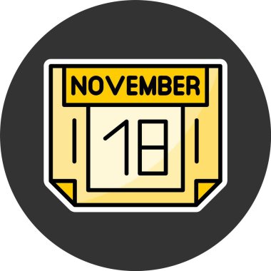 Kasım takviminin 18 'i simge vektör illüstrasyonu 