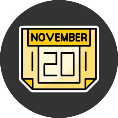 20 Kasım takvim simgesi vektör illüstrasyonuName 