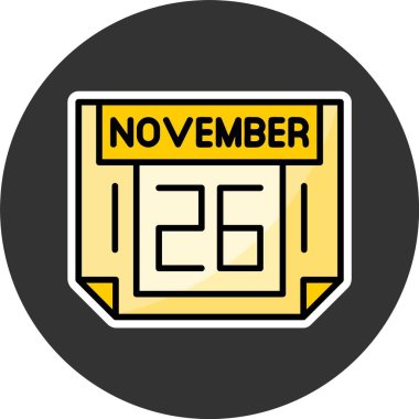 Kasım takviminin 26 'sı ikon vektör illüstrasyonu 