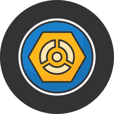 Dairesel geometrik desenli sarı altıgen amblemi