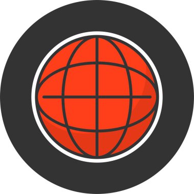 Koyu çember arkaplanı içindeki kırmızı küre simgesi