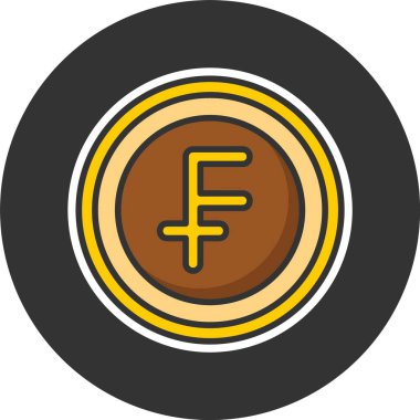 Sarı kenarlı dijital frank para simgesi