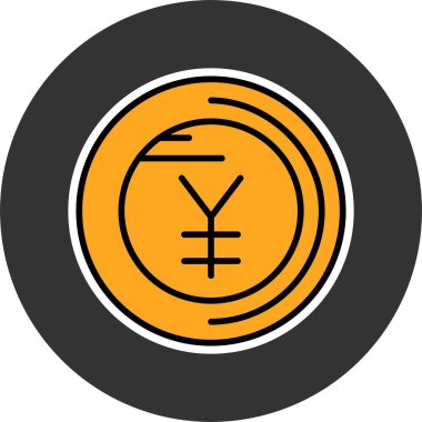 Koyu çemberin içinde sarı yen sikke simgesi