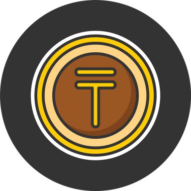 Kazakistan Tenge simgesi, vektör basit illüstrasyon  