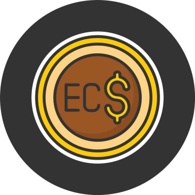 Doğu Karayip Dolar simgesi, vektör basit illüstrasyon  